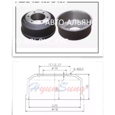 Барабан тормозной A-TOWN, 5T/ HD GOLD груз. передний R18 6шпилек